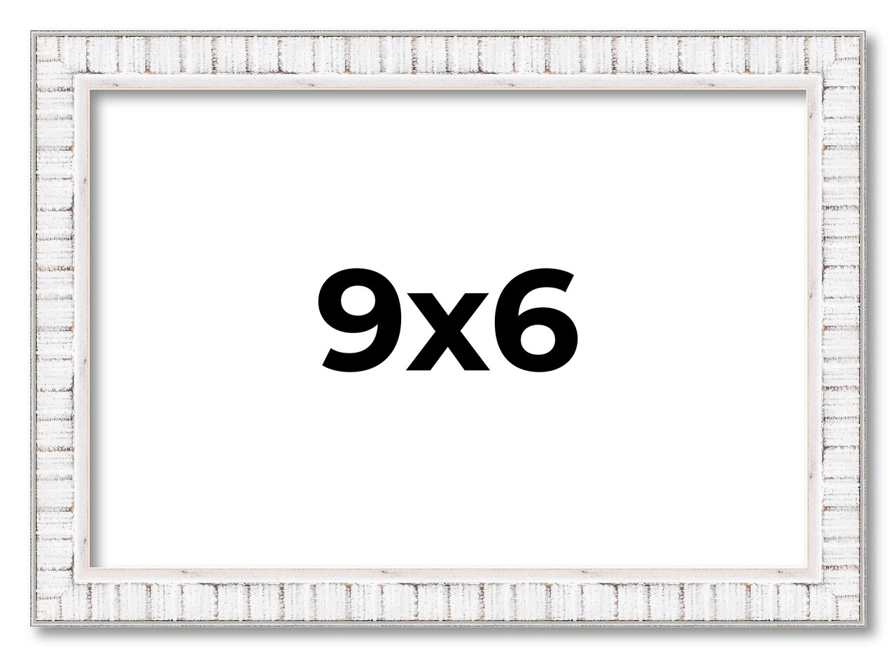 Photo Size Textured White Picture Frame - UV Acrylic, Foam Board Backing, Hanging Hardware